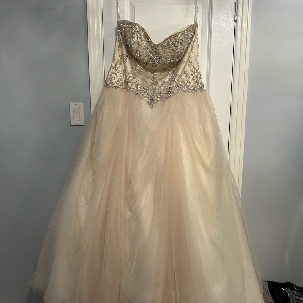 Stella York Cream Gown with Silver Details